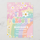 2つのグルーヴィ2ndバースデーレインボーピースラブパーティー 招待状 (正面/裏面)