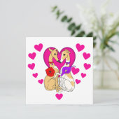 2つのグレイハウンドピンクのハートと花 招待状 (スタンド正面)