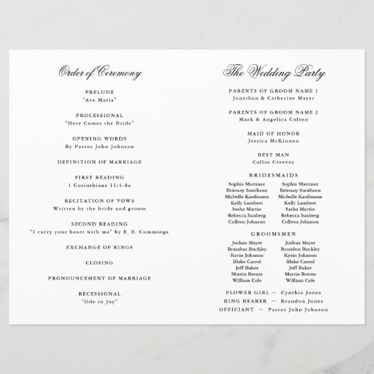 2つのグロームスシルエットボウタイゲイ結婚式 プログラム (裏面)