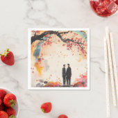 2つのグロームス結婚のデジタルアート スタンダードカクテルナプキン (インサイチュ)