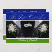 2つのゲイ結婚ズまたは市民連合ブルーグリーン 招待状 (正面/裏面)