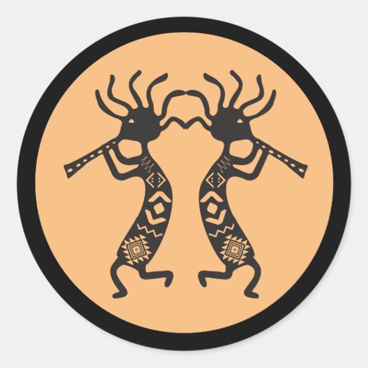 2つのココペリクラシックラウンドステッカー ラウンドシール (正面)