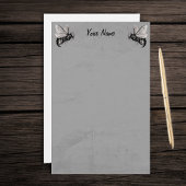 2つのゴシックビーイラストとスカル翼 便箋