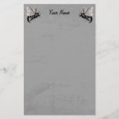 2つのゴシックビーイラストとスカル翼 便箋 (正面)