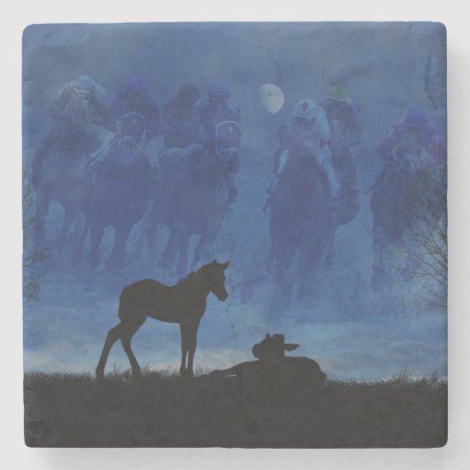 2つのサラブレッド競走馬のフォアールストーンのコースター ストーンコースター (正面)