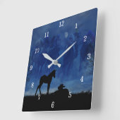 2つのサラブレッド競走馬フォールの壁時計番号 スクエア壁時計 (傾斜)