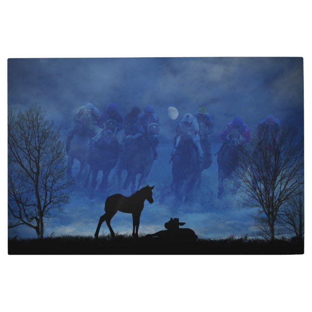 2つのサラブレッド競走馬フォール金属ウォールアート メタルプリント (正面)