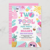 2つのザプールサマー2ndバースデープールパーティー 招待状 (正面/裏面)