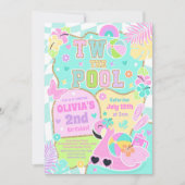 2つのザプール名門私立校風の第ガーリー2の誕生日プールパーティー 招待状 (正面)