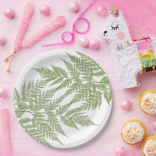 2つのシダの葉状体のシルエット ペーパープレート (パーティー)