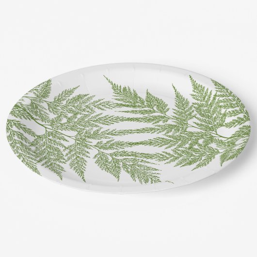 2つのシダの葉状体のシルエット ペーパープレート (アングル)