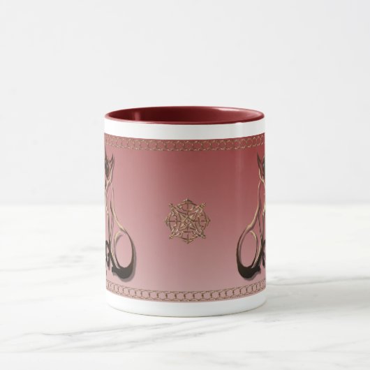 2つのシャムの猫ちゃんのマグ マグカップ (中央)