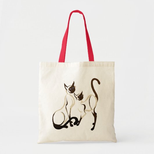 2つのシャム猫のバッグ トートバッグ (正面)