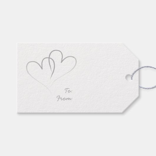2つのシルバーハートが絡み合った ギフトタグ (正面(横))
