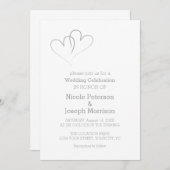 2つのシルバーハートが絡み合った 招待状 (正面/裏面)