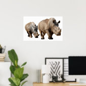 2つのシロサイを単離した ポスター (ホームオフィス)