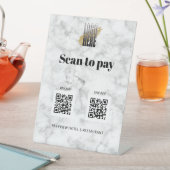 2つのシンプルQRコードを支払うロゴのスキャン大理石アプリを支払う 台座サイン (インサイチュ)