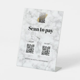 2つのシンプルQRコードを支払うロゴのスキャン大理石アプリを支払う 台座サイン