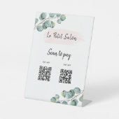 2つのシンプルQRコードスキャンしてユーカリを支払うサロン 台座サイン (正面)