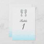 2つのシーホースエレガントビーチ結婚式テーブル番号 招待状 (正面/裏面)