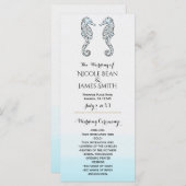 2つのシーホースエレガントビーチ結婚式プログラムラック プログラム (正面/裏面)