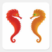 2つのシーホースシーライフスクエアステッカー スクエアシール (正面)