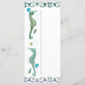 2つのシーホース水色ビーチ結婚式メニューカード メニュー (裏面)