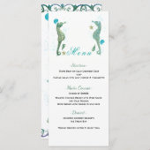 2つのシーホース水色ビーチ結婚式メニューカード メニュー (正面/裏面)