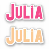 2つのジュリア明るいモダン名前をカスタムするラベルのセット シール (正面)