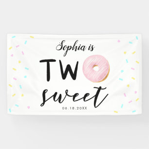 2つのスイーカラフルトドーナツ2歳の誕生日パーティー 横断幕