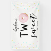 2つのスイーカラフルトドーナツ2歳の誕生日パーティー 横断幕 (縦)