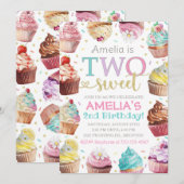 2つのスイートな招待状, カップケーキ招待状 招待状 (正面/裏面)