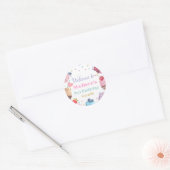 2つのスイートカップケーキ2ndバースデーキャンディパーティー ラウンドシール (封筒)