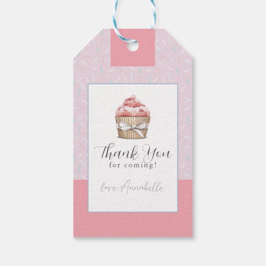 2つのスイートカップケーキ&ドーナツ女の子2nd誕生日 ギフトタグ (裏面)