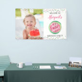 2つのスイートガールの2番目の誕生日スイカパーティー 横断幕 (トレードショー)