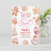 2つのスイートクリスマスクッキーガール2nd誕生日パーティー 招待状 (スタンド正面)