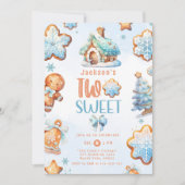 2つのスイートクリスマスクッキー男の子2歳の誕生日 招待状 (正面)