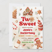 2つのスイートクリスマスクッキー2nd誕生日パーティー 招待状 (正面)