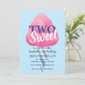 2つのスイートコットンキャンディキッズセカンド誕生日 招待状 (スタンド正面)