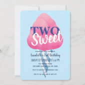 2つのスイートコットンキャンディキッズセカンド誕生日 招待状 (正面)