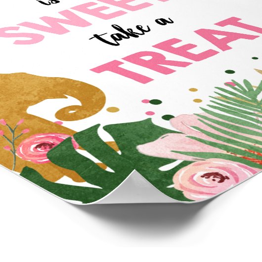 2つのスイートサファリアニマルズガール誕生日サイン ポスター (角)