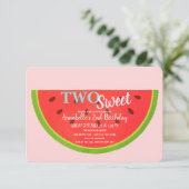 2つのスイートスイカのキッズセカンド誕生日 招待状 (スタンド正面)