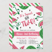 2つのスイートスイカ誕生日パーティーの招待 招待状 (正面/裏面)