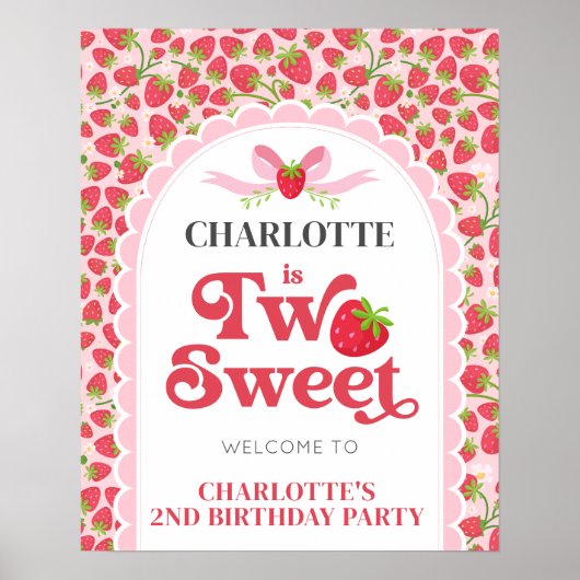 2つのスイートストロベリー2nd誕生日16x20へようこそ ポスター (正面)