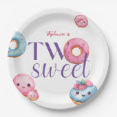 2つのスイートドーナツの誕生日パーティー ペーパープレート (正面)