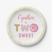 2つのスイートドーナツ女の子2nd誕生日パーティー ペーパープレート (正面)