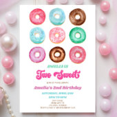 2つのスイートドーナツ振りかける2nd誕生日パーティー 招待状