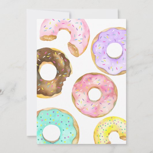 2つのスイートドーナツ2nd誕生日ガールウォーター色 招待状 (裏面)