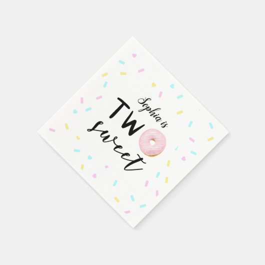 2つのスイートドーナツ2nd誕生日パーティー スタンダードカクテルナプキン (角)