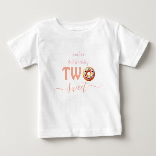 2つのスイートドーナツ2nd誕生日パーティー ベビーTシャツ (正面)